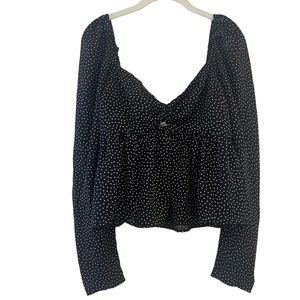 Abercrombie & Fitch black and whit polka dot blouse size L